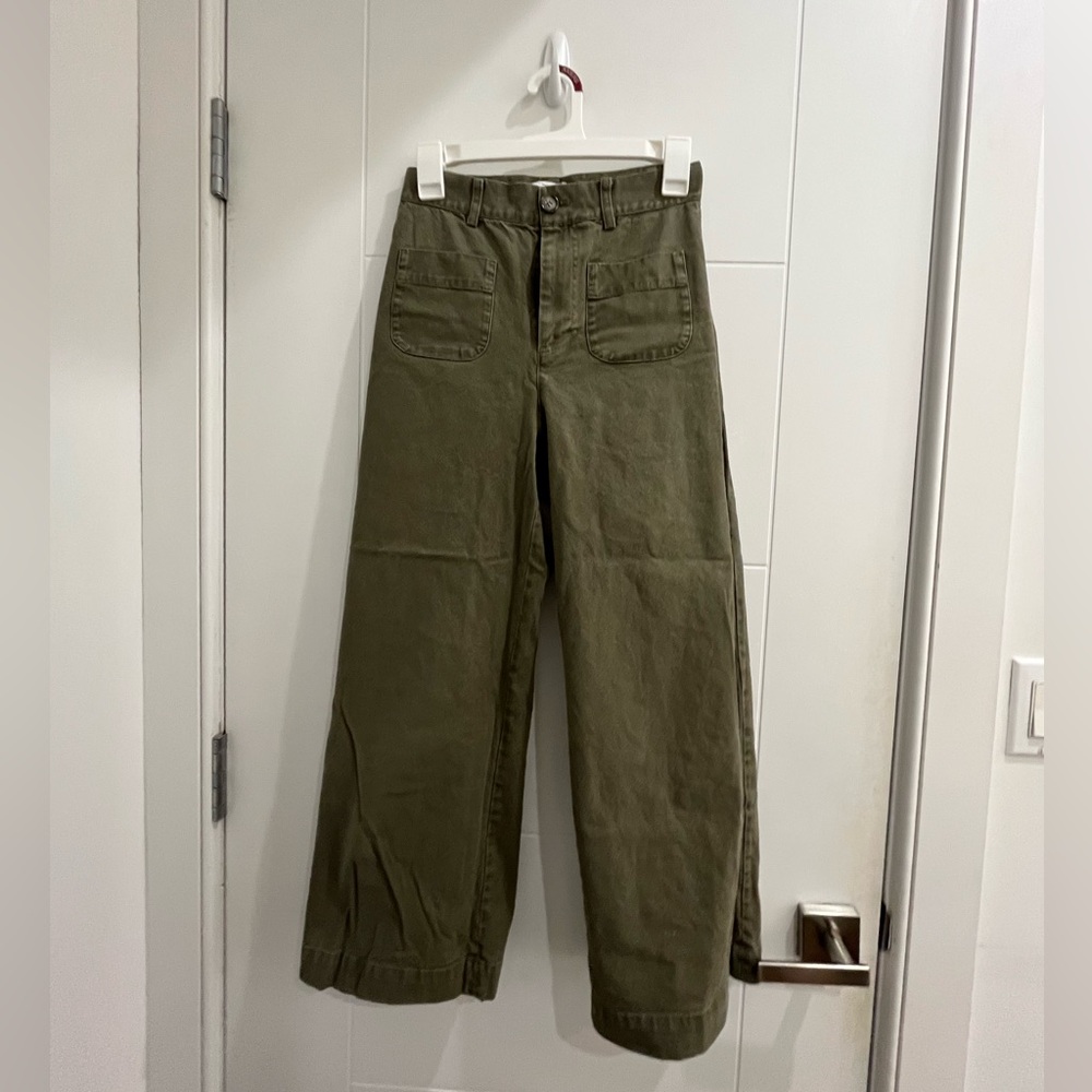And Other Stories Green Wide Leg High Waisted Trousers